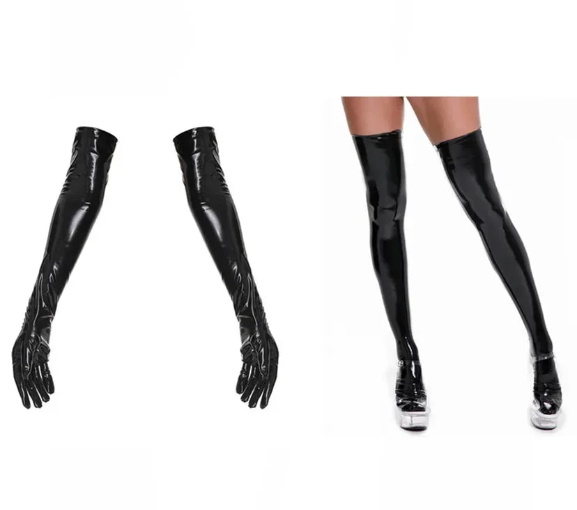 Minifalda Sexy de látex brillante para mujer, vestido de sombrilla de cuero de PVC brillante, sin mangas, con cremallera, para exponer el pecho, porno, talla grande