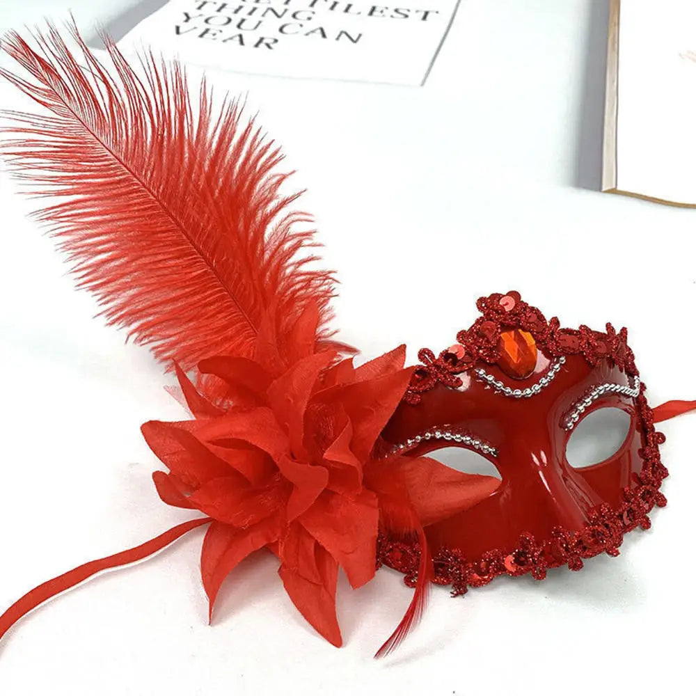 Máscara Sexy de Carnaval con Plumas y Encaje Decoración Cosplay Fiesta Baile de Princesa Mardi Gras Media Máscara Decoración de Vestido Encantadora Sexy