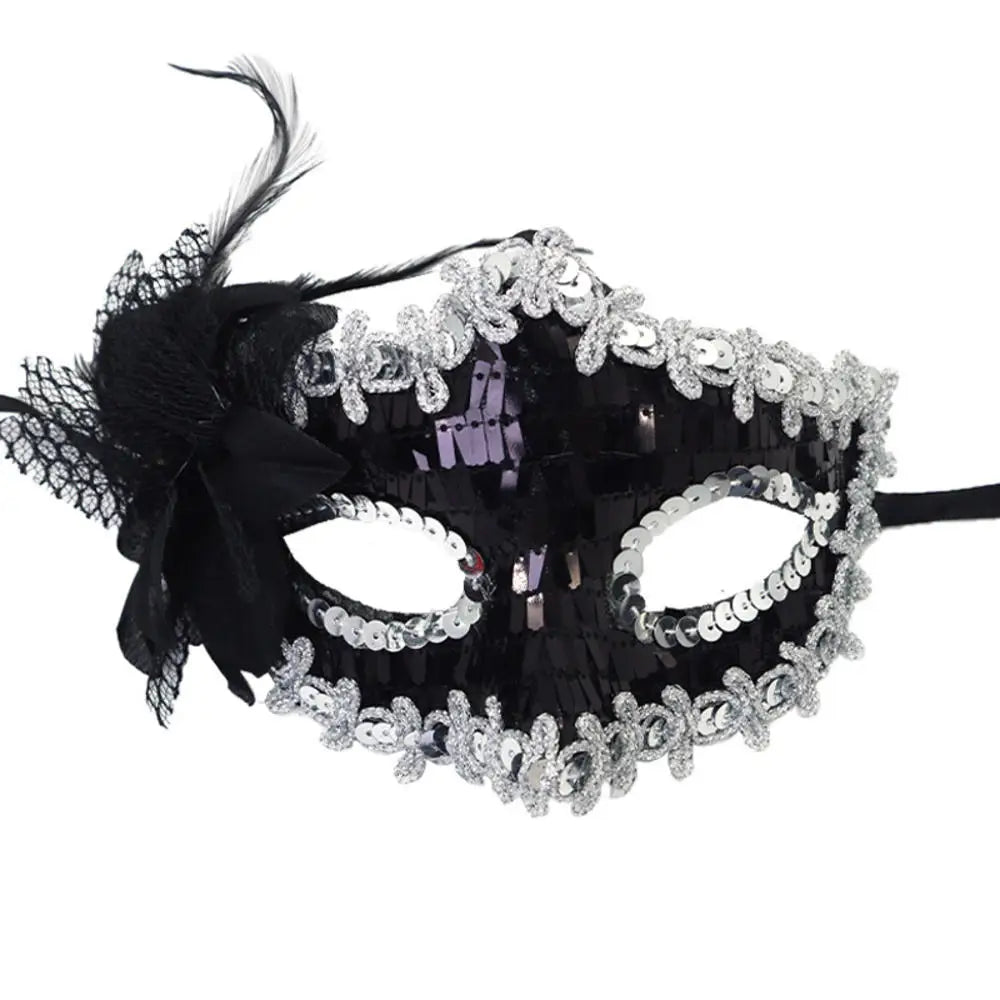 Máscara Sexy de Carnaval con Plumas y Encaje Decoración Cosplay Fiesta Baile de Princesa Mardi Gras Media Máscara Decoración de Vestido Encantadora Sexy