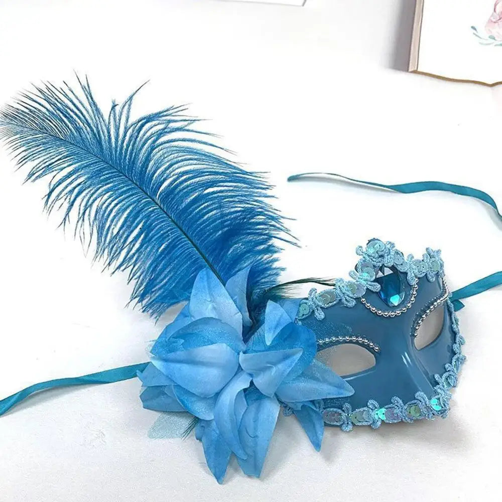 Máscara Sexy de Carnaval con Plumas y Encaje Decoración Cosplay Fiesta Baile de Princesa Mardi Gras Media Máscara Decoración de Vestido Encantadora Sexy