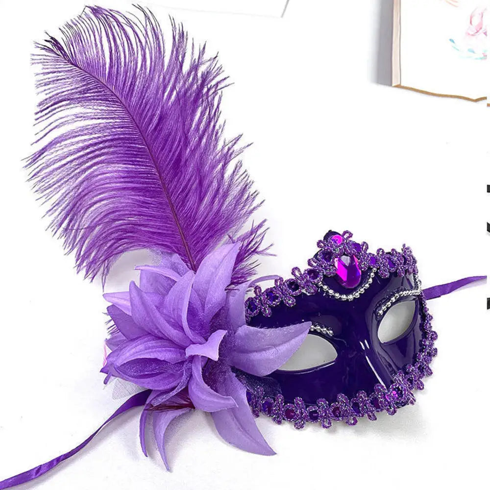 Máscara Sexy de Carnaval con Plumas y Encaje Decoración Cosplay Fiesta Baile de Princesa Mardi Gras Media Máscara Decoración de Vestido Encantadora Sexy