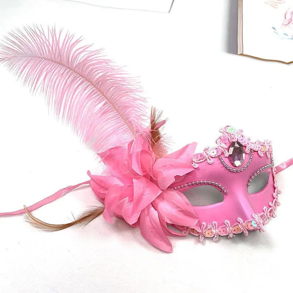 Máscara Sexy de Carnaval con Plumas y Encaje Decoración Cosplay Fiesta Baile de Princesa Mardi Gras Media Máscara Decoración de Vestido Encantadora Sexy