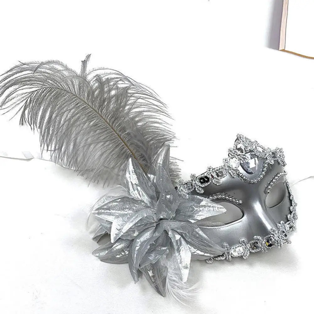 Máscara Sexy de Carnaval con Plumas y Encaje Decoración Cosplay Fiesta Baile de Princesa Mardi Gras Media Máscara Decoración de Vestido Encantadora Sexy