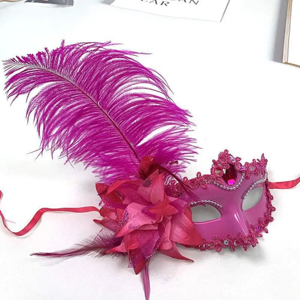 Máscara Sexy de Carnaval con Plumas y Encaje Decoración Cosplay Fiesta Baile de Princesa Mardi Gras Media Máscara Decoración de Vestido Encantadora Sexy