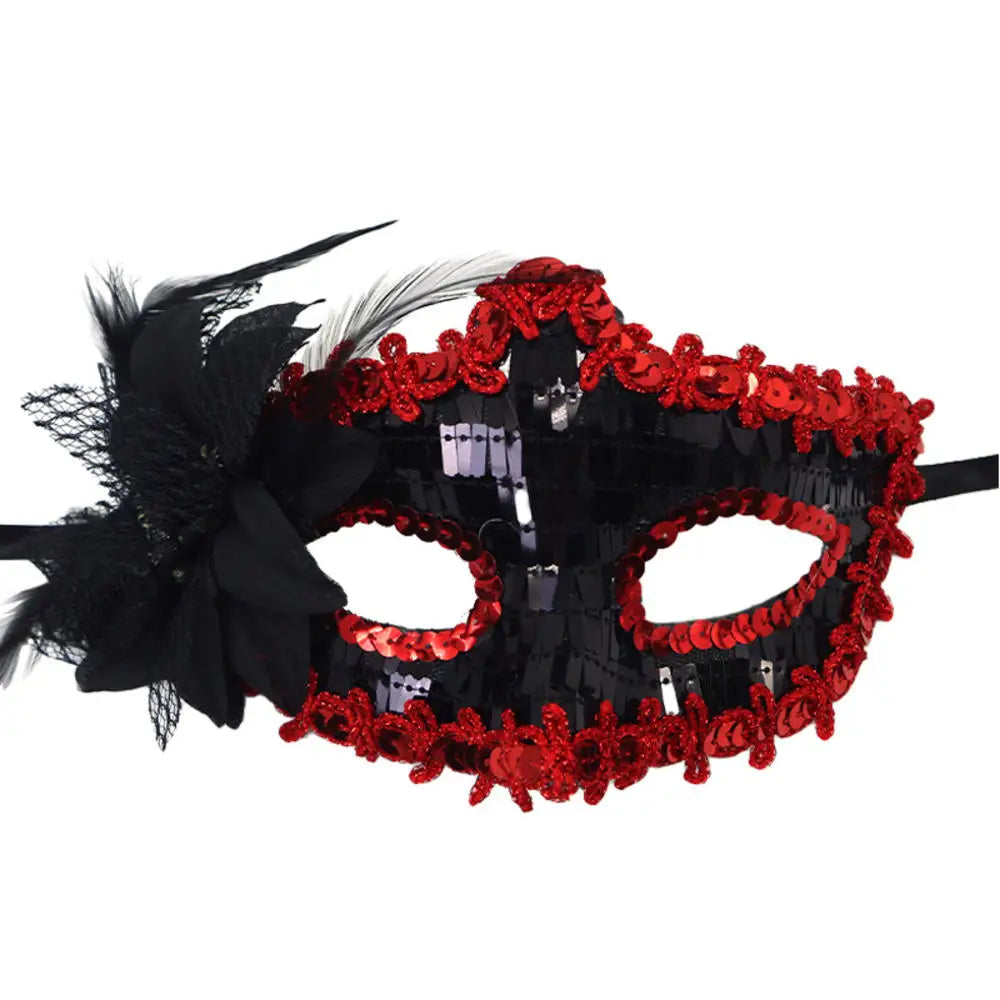 Máscara Sexy de Carnaval con Plumas y Encaje Decoración Cosplay Fiesta Baile de Princesa Mardi Gras Media Máscara Decoración de Vestido Encantadora Sexy