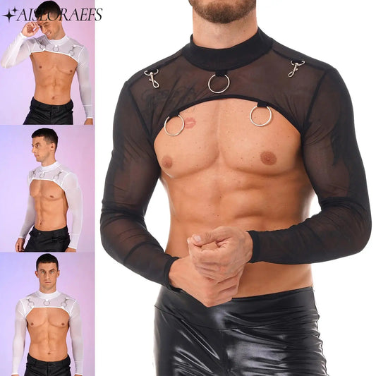 Camiseta Sexy para Hombre - Malla Transparente