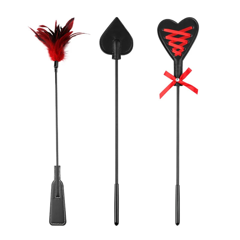 Paletas de plumas de cuero Pu, látigo para azotar, juego de rol, montar a caballo para entrenamiento de caballos, bate ecuestre