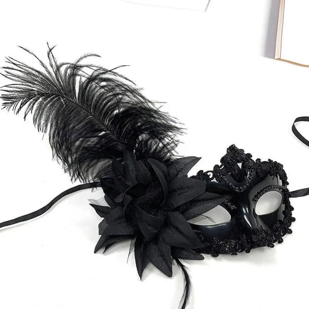 Máscara Sexy de Carnaval con Plumas y Encaje Decoración Cosplay Fiesta Baile de Princesa Mardi Gras Media Máscara Decoración de Vestido Encantadora Sexy
